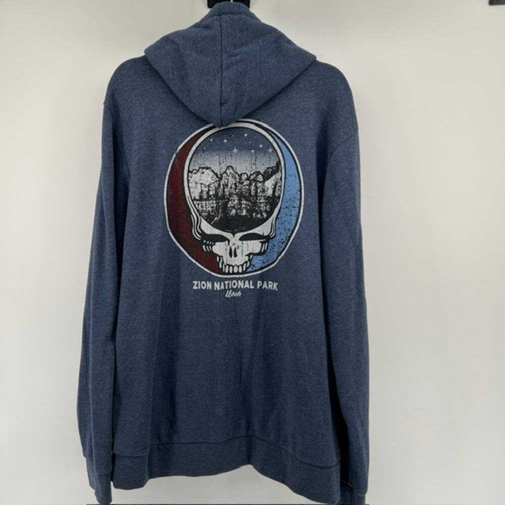 Techstyles Zion Utah Grateful Dead Steal Your Face Jacket Adult 2XL Heather Blue